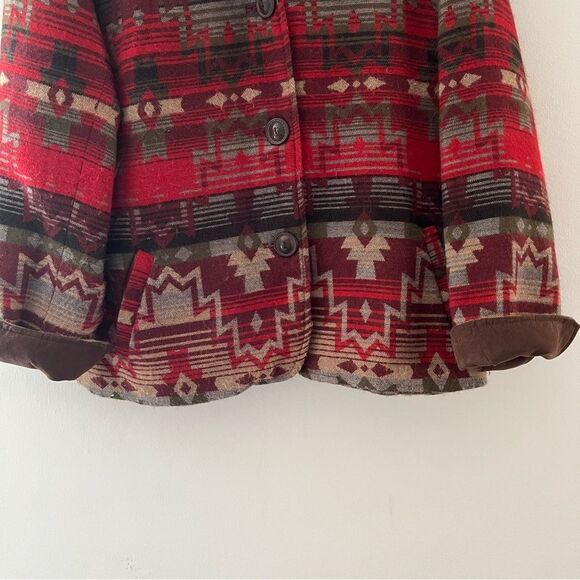 Coldwater Creek Aztec Jacket Blazer Wool Lined Red Size 12 Western Southwestern - Picture 3 of 9